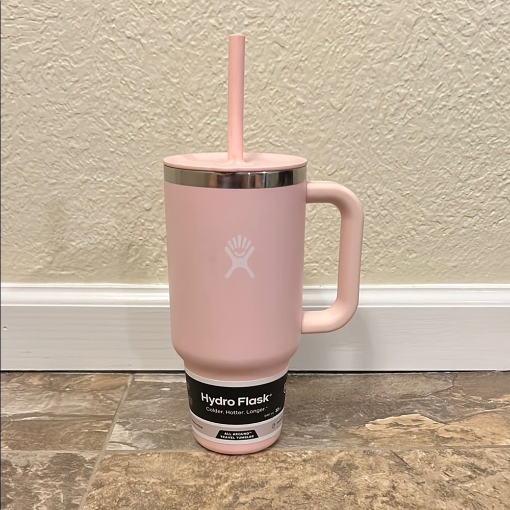 NWT Hydro Flask Pink Travel Tumbler with Straw
